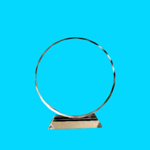 CLEAR CIRCULAR GLASS TROPHY