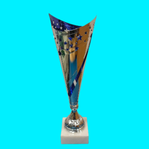 Silver & Blue Metal Trophy