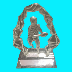 Rugby Player Glass Trophy